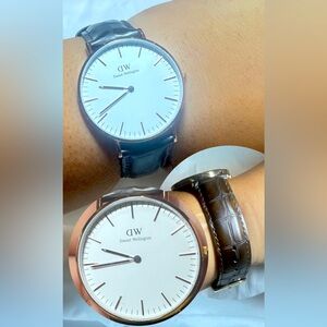 Daniel Wellington with brown croc embossed leather strap